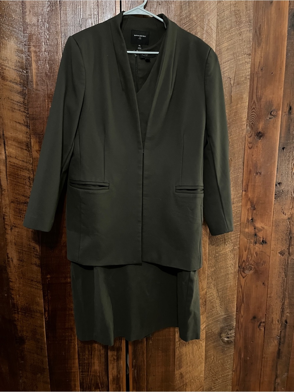 Banana Republic Dark Olive Green Ponte Suit (dress & jacket)
